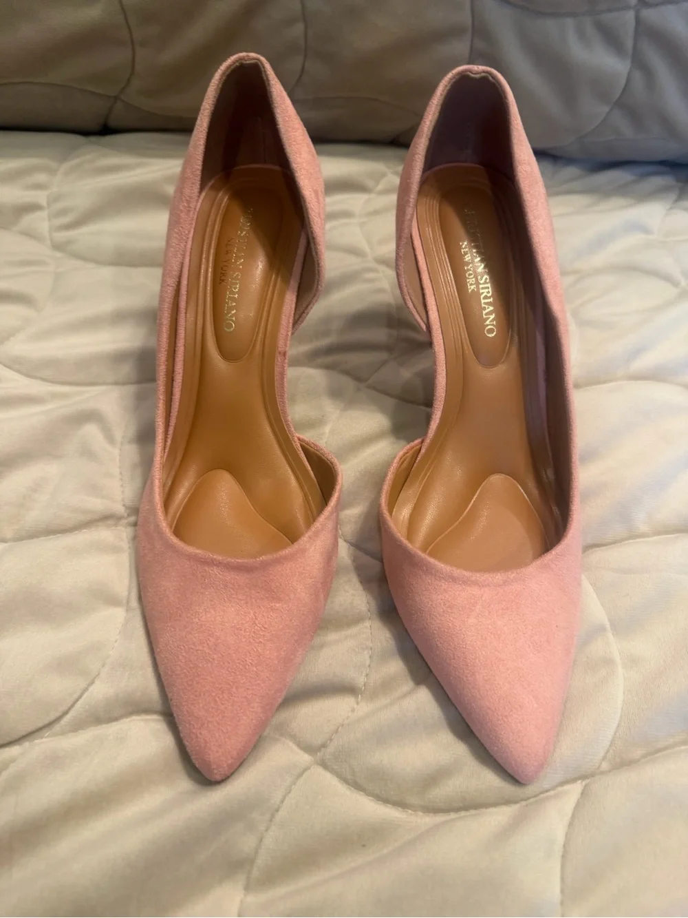 Christian Siriano Dusty Pink Suede Pointed-Toe Pumps 9